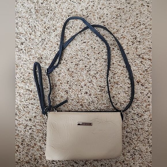 Stone and Co Tan Purse Wallet Adjustable Shoulder Bag Blue Strap - Picture 1 of 10